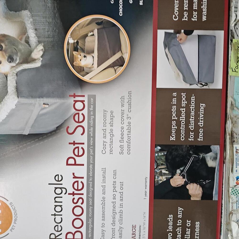 K & H Pet Car  Rectangle Booster Pet Seat Large GREY 21.5” X 16” X 14”